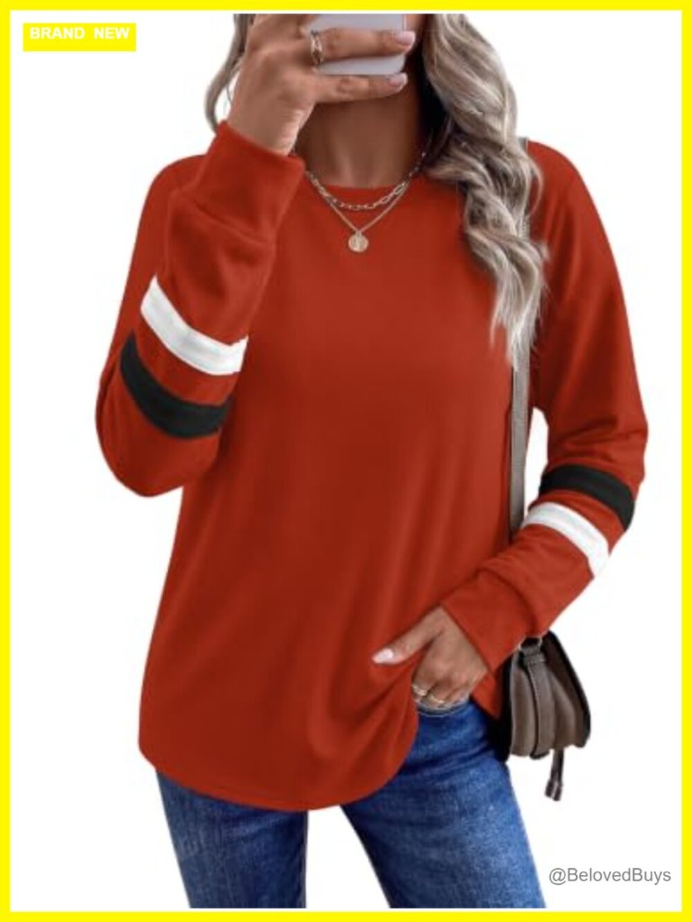 Womens Long Sleeve Crewneck Sweatshirt Tunic Top Lightweight Casual